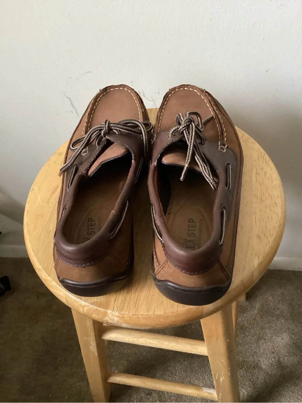 Flex step Men's Two-Tone Brown Leather Boat Shoes — Comfort Moccasin Style
